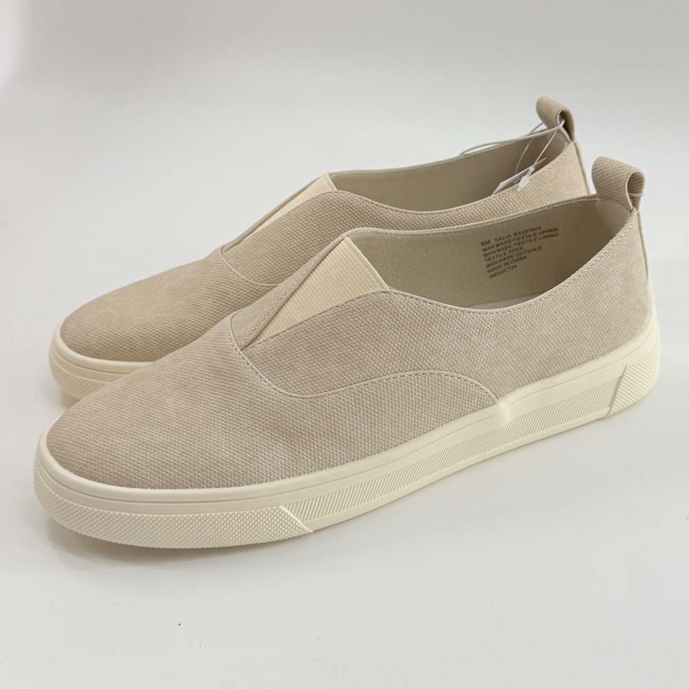 Kensie Womens 8 Salia Slip On Sneaker Beige Textile Flat Loafer Minimal Neutral - Picture 2 of 9